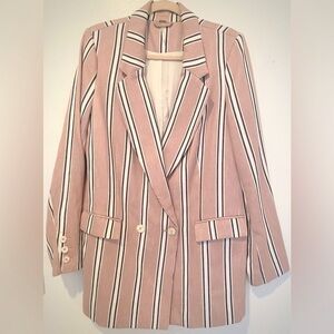 FREE PEOPLE Soft Rose Colored Double Breasted Striped Blazer